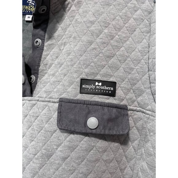 Simply Southern Collection Womens Quilted‎ Pullover Sweater Gray Medium - Picture 2 of 12